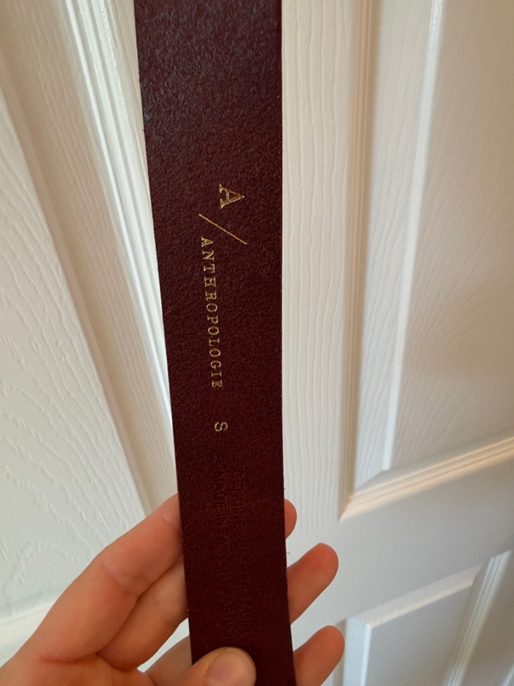 Anthropologie Rustic Red Leather Belt with Brass Oval Buckle - Picture 3 of 10